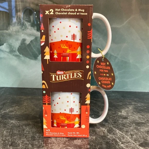 🆕Festive Christmas Turtles Red and White Reindeer Hot Chocolate, Coffee Mugs - Picture 1 of 2